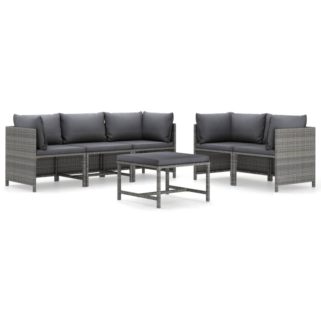 6-delige Loungeset met kussens poly rattan grijs is nu te koop bij PeponiXL, paradijselijk wonen!