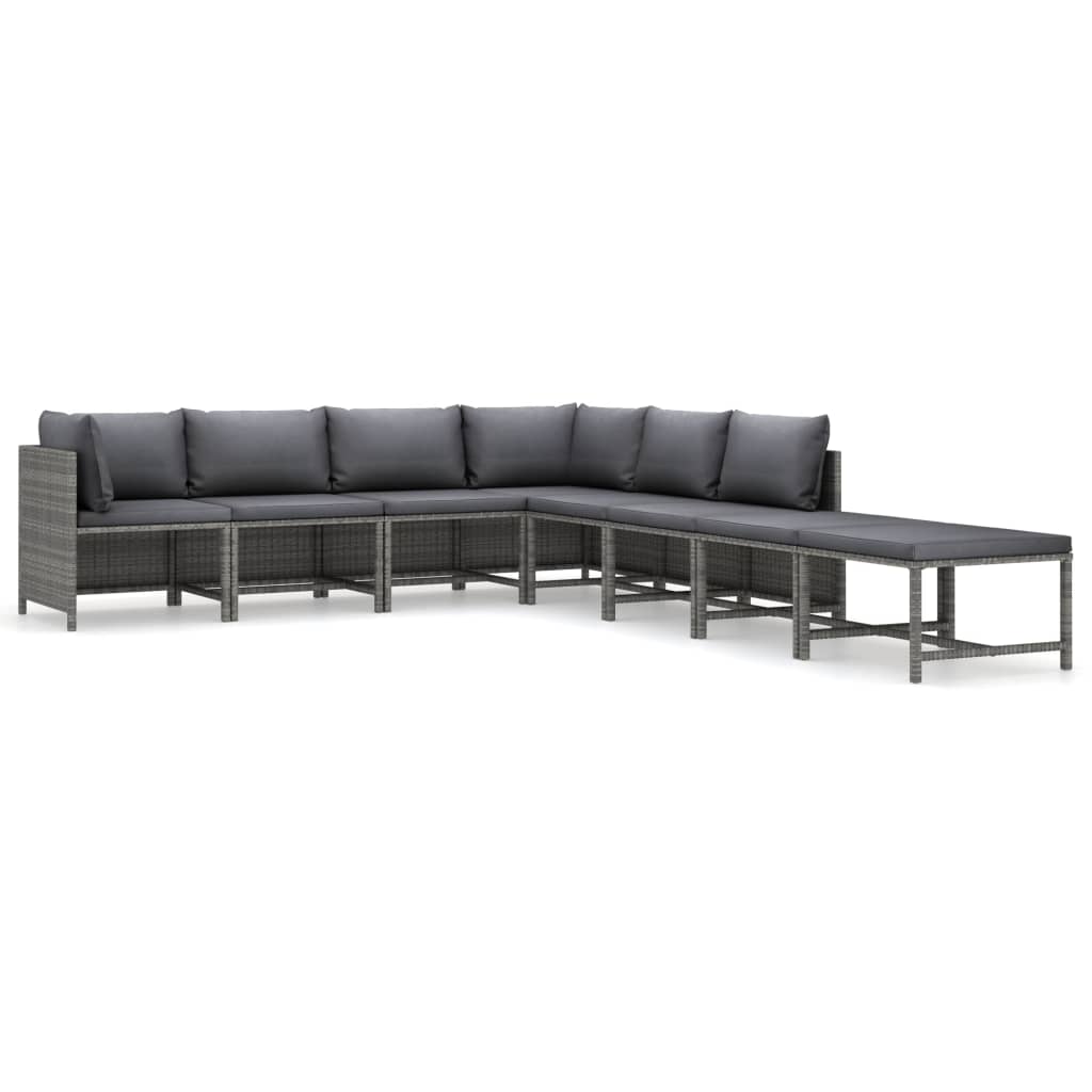 8-delige Loungeset met kussens poly rattan grijs is nu te koop bij PeponiXL, paradijselijk wonen!