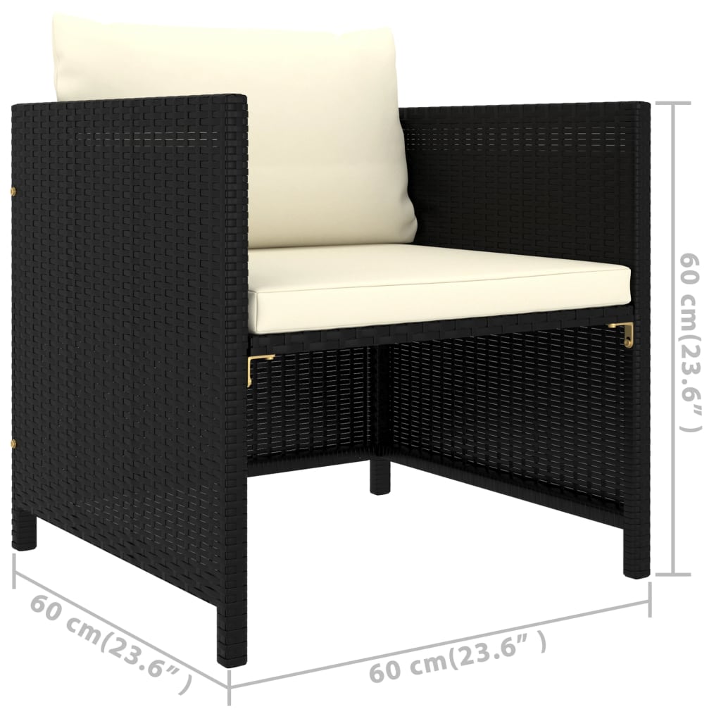 5-delige Loungeset met kussens poly rattan zwart is nu te koop bij PeponiXL, paradijselijk wonen!