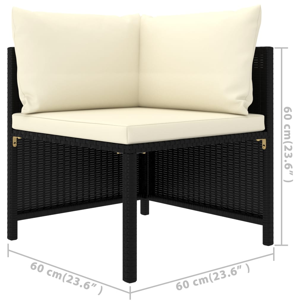 5-delige Loungeset met kussens poly rattan zwart is nu te koop bij PeponiXL, paradijselijk wonen!