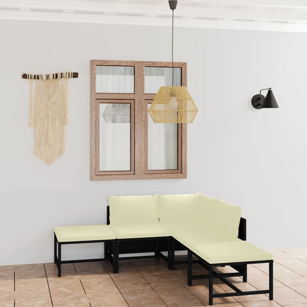 6-delige Loungeset met kussens poly rattan zwart is nu te koop bij PeponiXL, paradijselijk wonen!