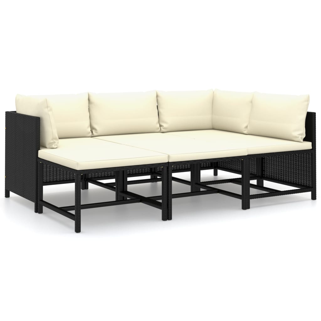 6-delige Loungeset met kussens poly rattan zwart is nu te koop bij PeponiXL, paradijselijk wonen!