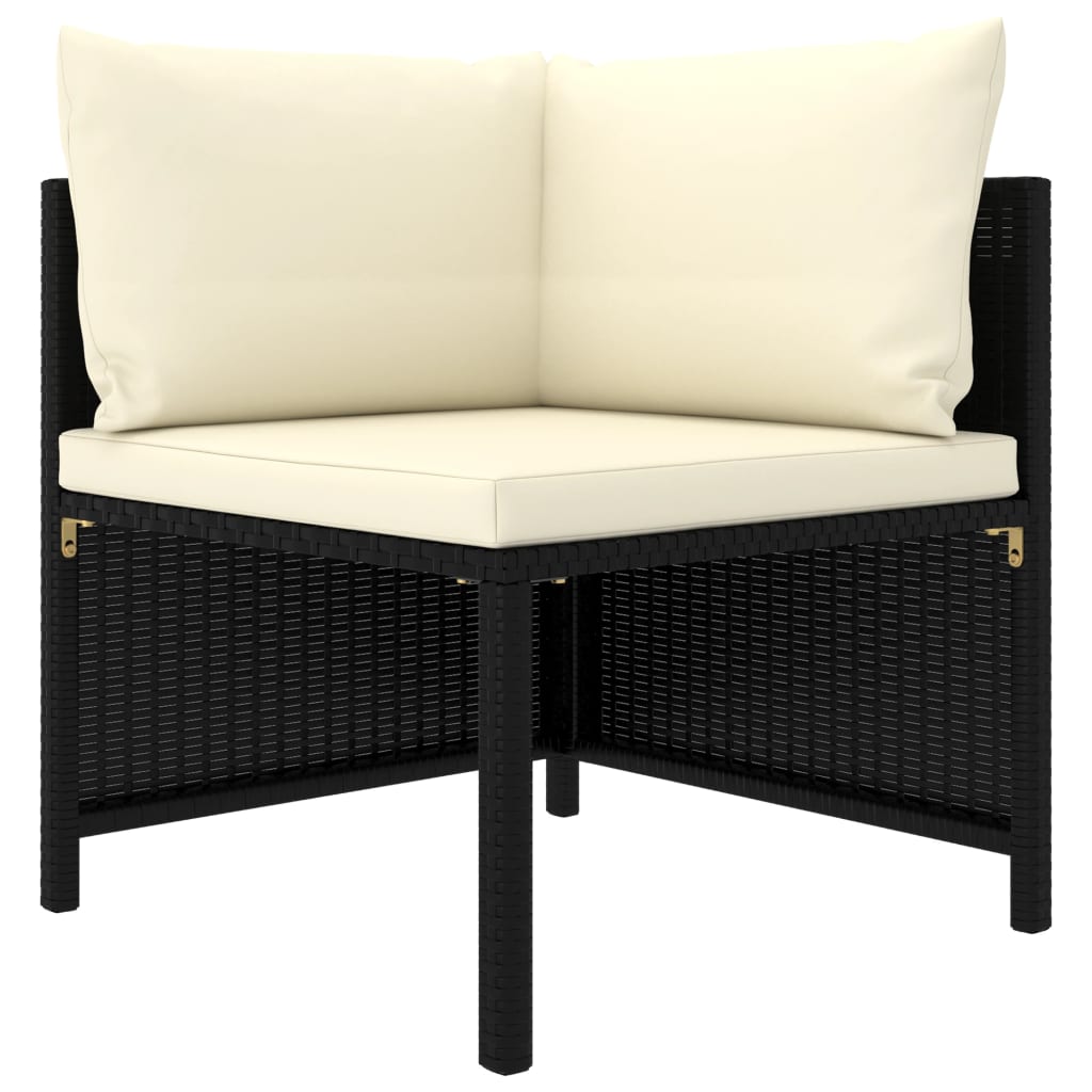 6-delige Loungeset met kussens poly rattan zwart is nu te koop bij PeponiXL, paradijselijk wonen!