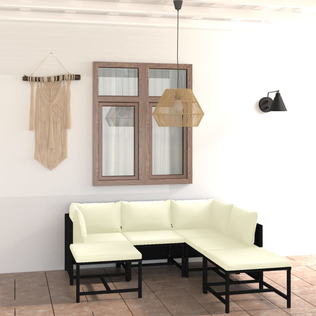 7-delige Loungeset met kussens poly rattan zwart is nu te koop bij PeponiXL, paradijselijk wonen!