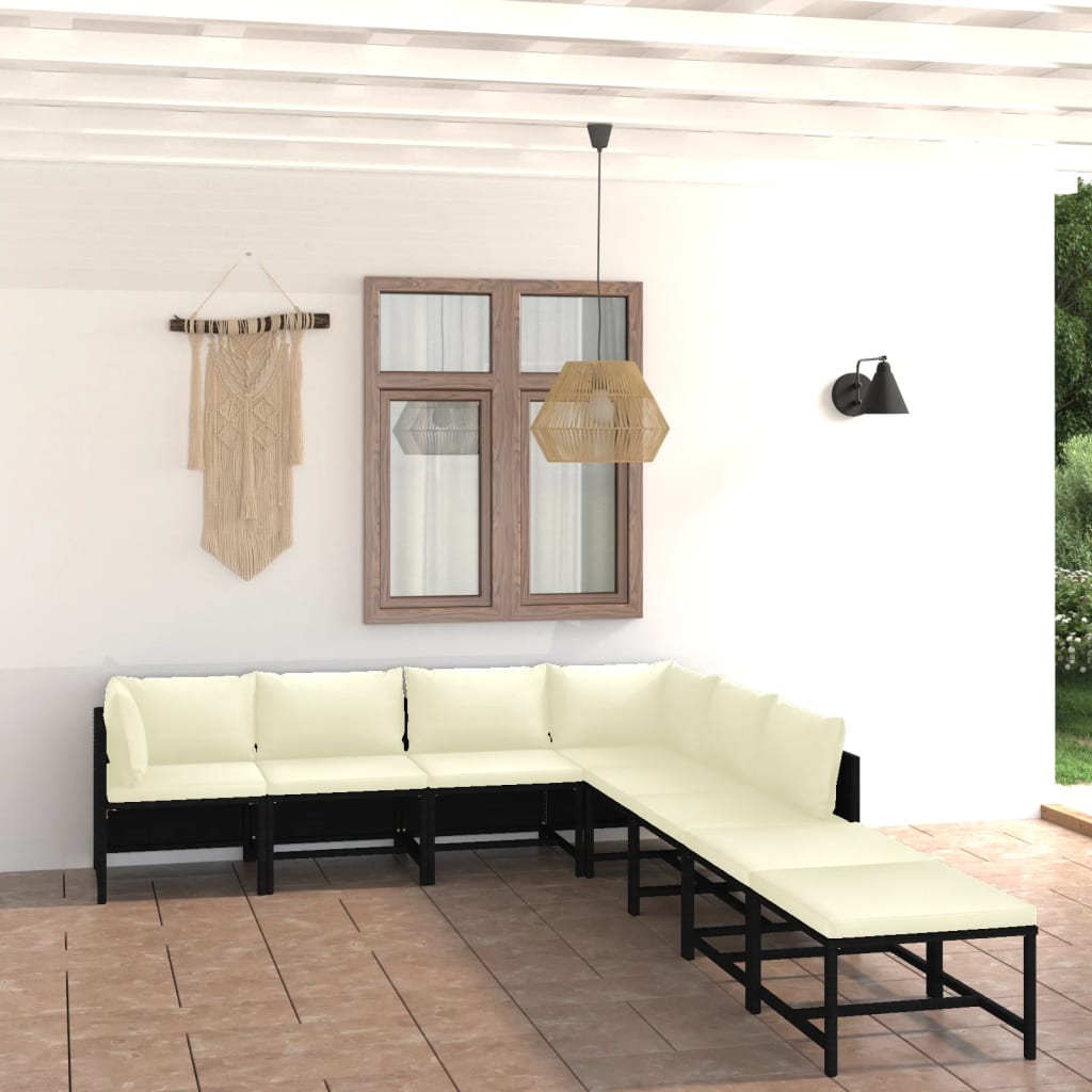 8-delige Loungeset met kussens poly rattan zwart is nu te koop bij PeponiXL, paradijselijk wonen!