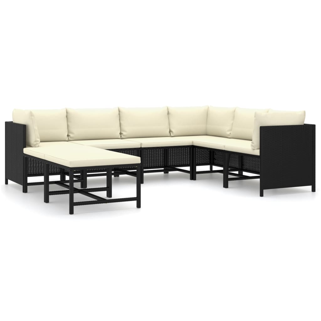 8-delige Loungeset met kussens poly rattan zwart is nu te koop bij PeponiXL, paradijselijk wonen!
