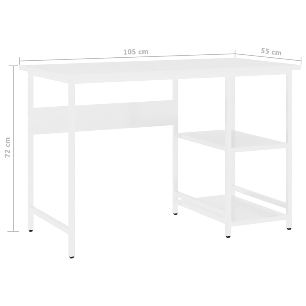 Computerbureau 105x50x72 cm MDF en metaal wit is nu te koop bij PeponiXL, paradijselijk wonen!