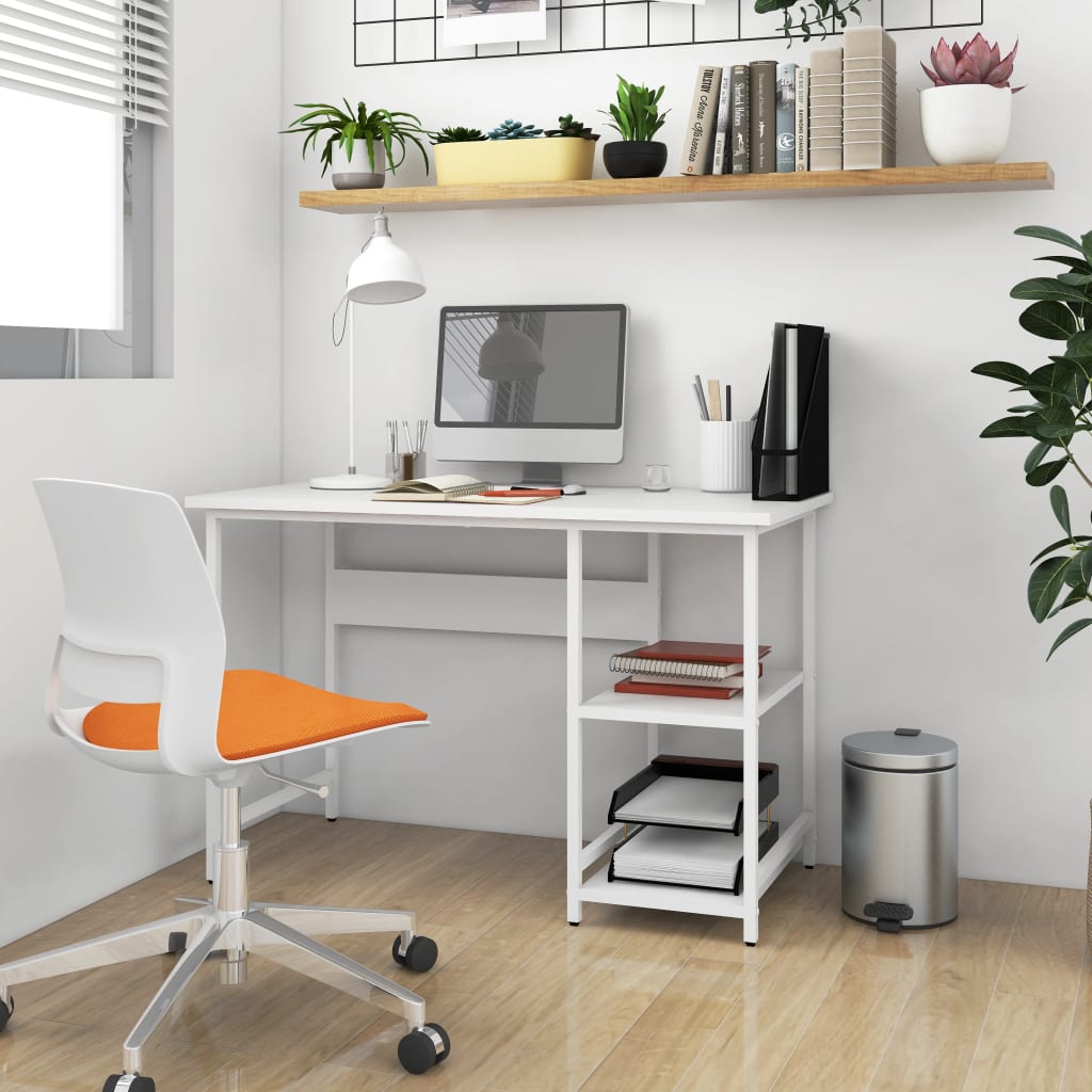 Computerbureau 105x50x72 cm MDF en metaal wit is nu te koop bij PeponiXL, paradijselijk wonen!