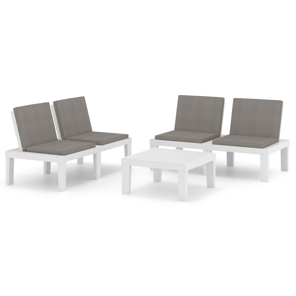 3-delige Loungeset met kussens kunststof wit is nu te koop bij PeponiXL, paradijselijk wonen!