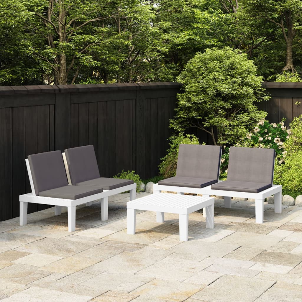 3-delige Loungeset met kussens kunststof wit is nu te koop bij PeponiXL, paradijselijk wonen!