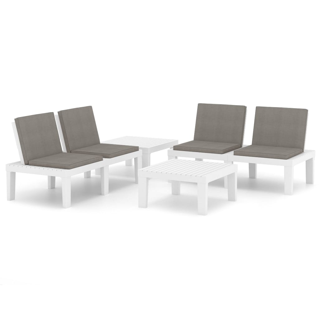 4-delige Loungeset met kussens kunststof wit is nu te koop bij PeponiXL, paradijselijk wonen!
