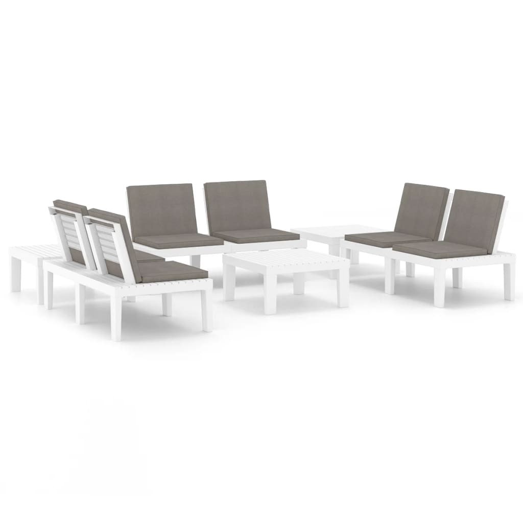 6-delige Loungeset met kussens kunststof wit is nu te koop bij PeponiXL, paradijselijk wonen!