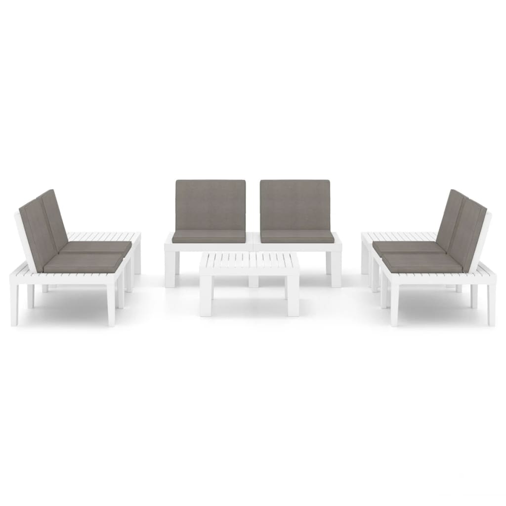 6-delige Loungeset met kussens kunststof wit is nu te koop bij PeponiXL, paradijselijk wonen!