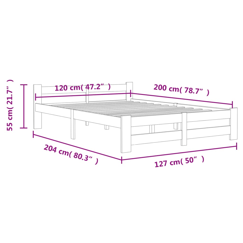 Bedframe massief grenenhout 120x200 cm is nu te koop bij PeponiXL, paradijselijk wonen!