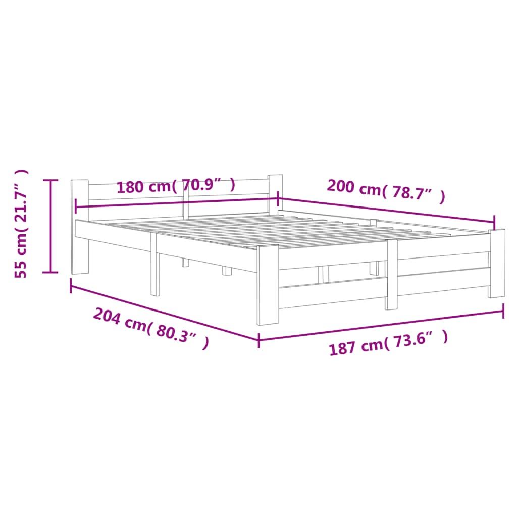 Bedframe massief grenenhout 180x200 cm is nu te koop bij PeponiXL, paradijselijk wonen!