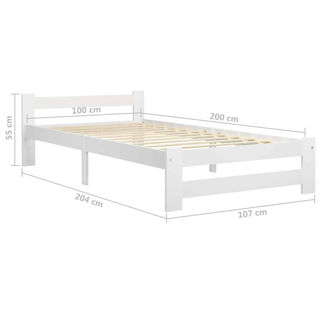 Bedframe massief grenenhout wit 100x200 cm is nu te koop bij PeponiXL, paradijselijk wonen!