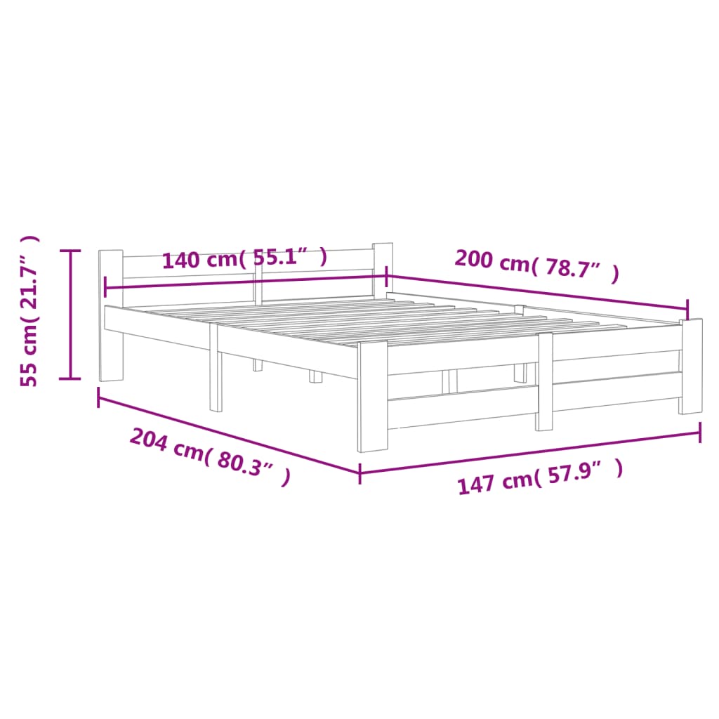 Bedframe massief grenenhout wit 140x200 cm is nu te koop bij PeponiXL, paradijselijk wonen!