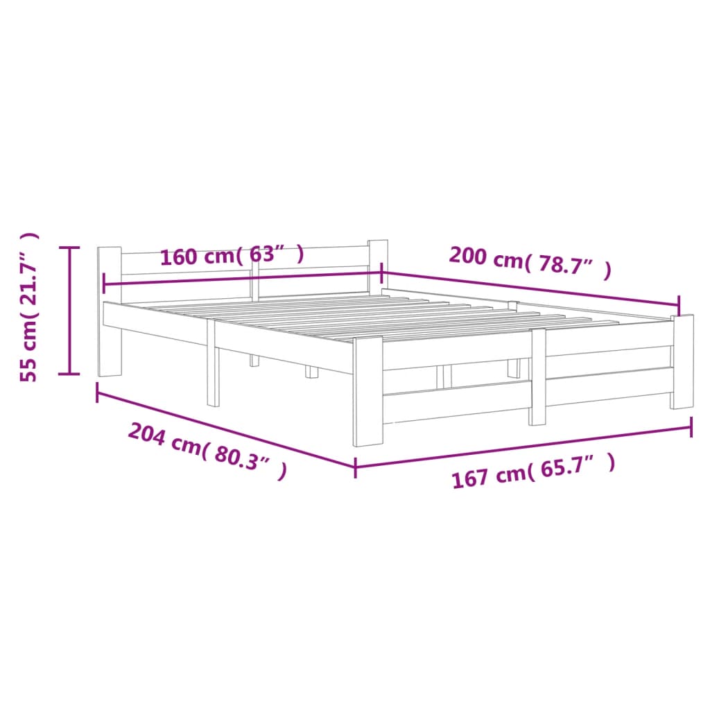 Bedframe massief grenenhout wit 160x200 cm is nu te koop bij PeponiXL, paradijselijk wonen!