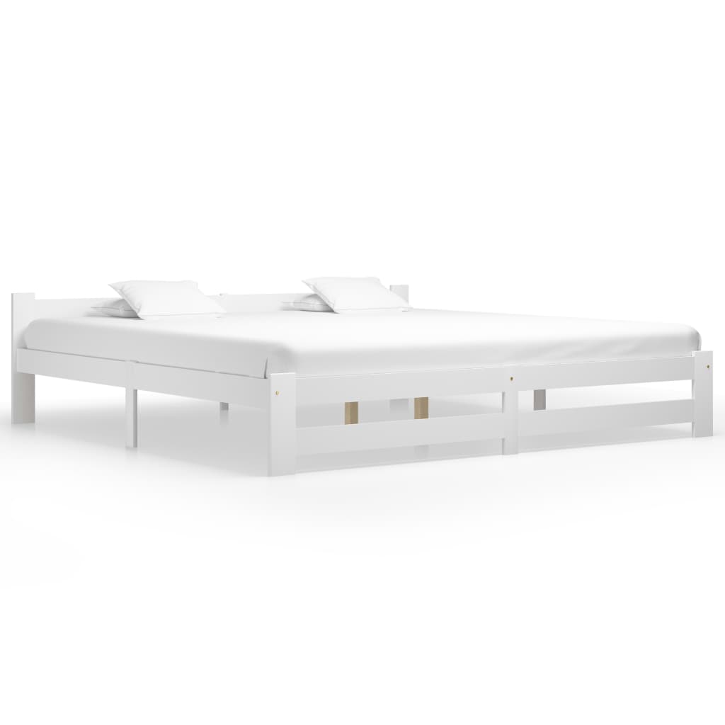 Bedframe massief grenenhout wit 200x200 cm is nu te koop bij PeponiXL, paradijselijk wonen!