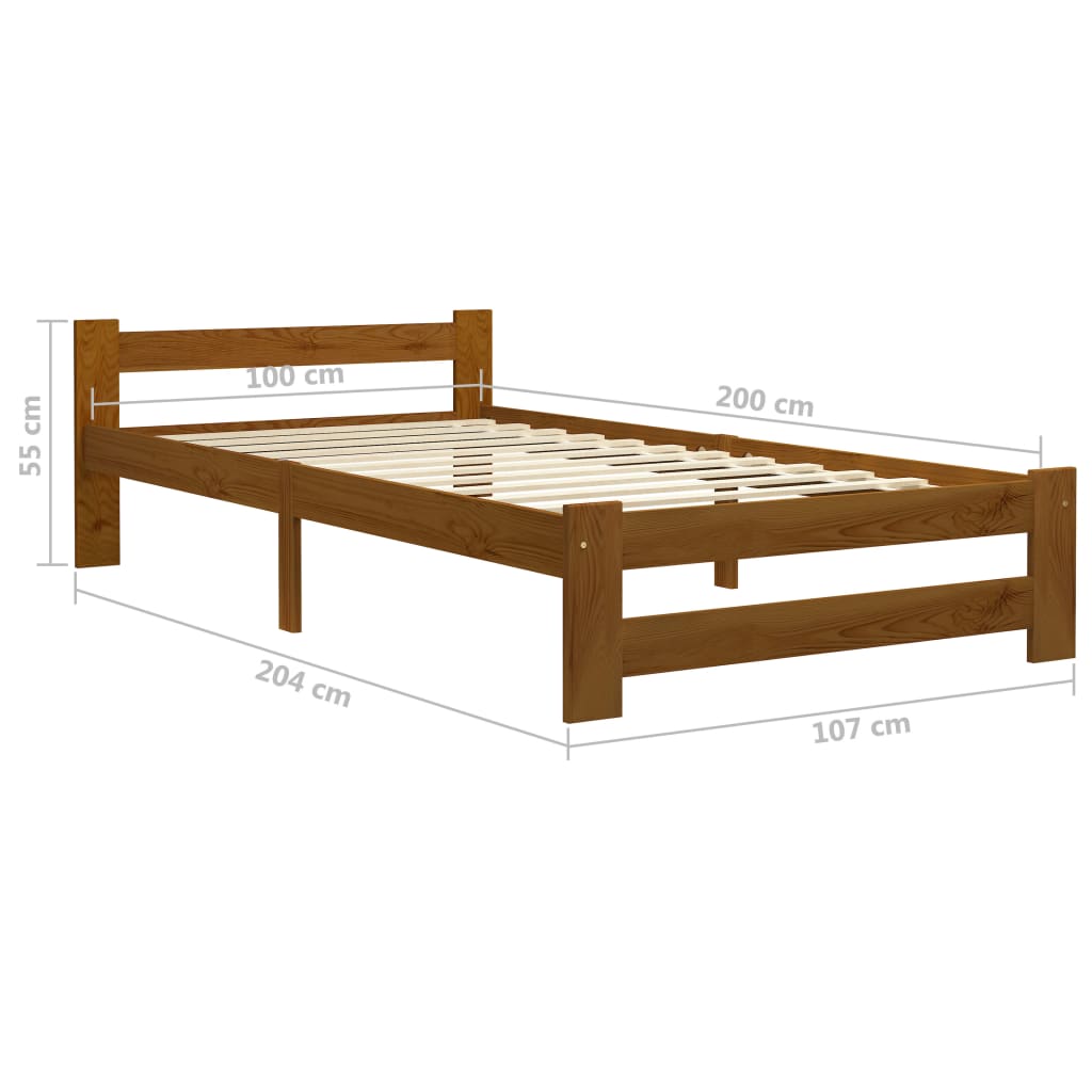 Bedframe massief grenenhout honingbruin 100x200 cm is nu te koop bij PeponiXL, paradijselijk wonen!
