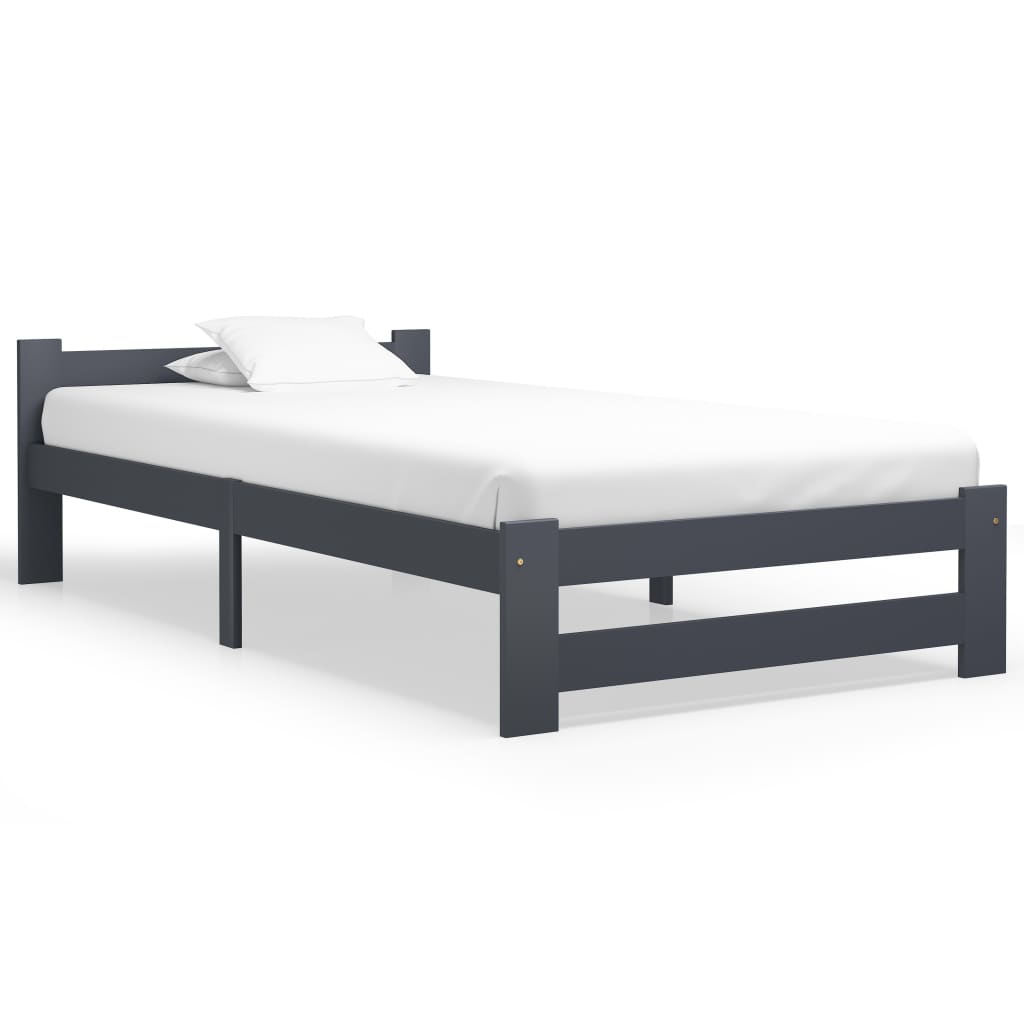 Bedframe massief grenenhout donkergrijs 100x200 cm is nu te koop bij PeponiXL, paradijselijk wonen!
