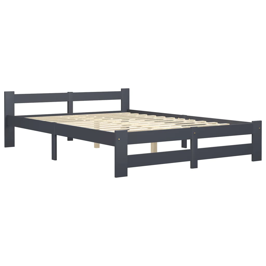 Bedframe massief grenenhout donkergrijs 140x200 cm is nu te koop bij PeponiXL, paradijselijk wonen!