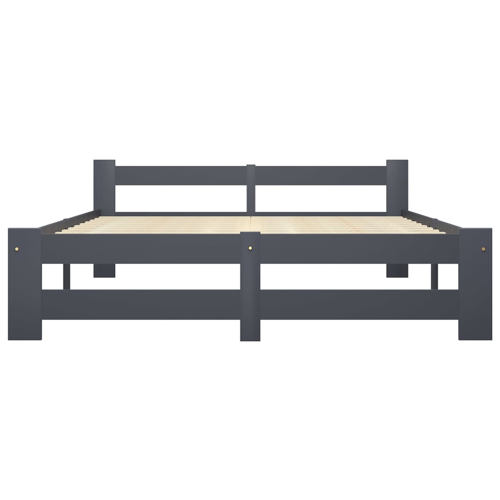 Bedframe massief grenenhout donkergrijs 140x200 cm is nu te koop bij PeponiXL, paradijselijk wonen!