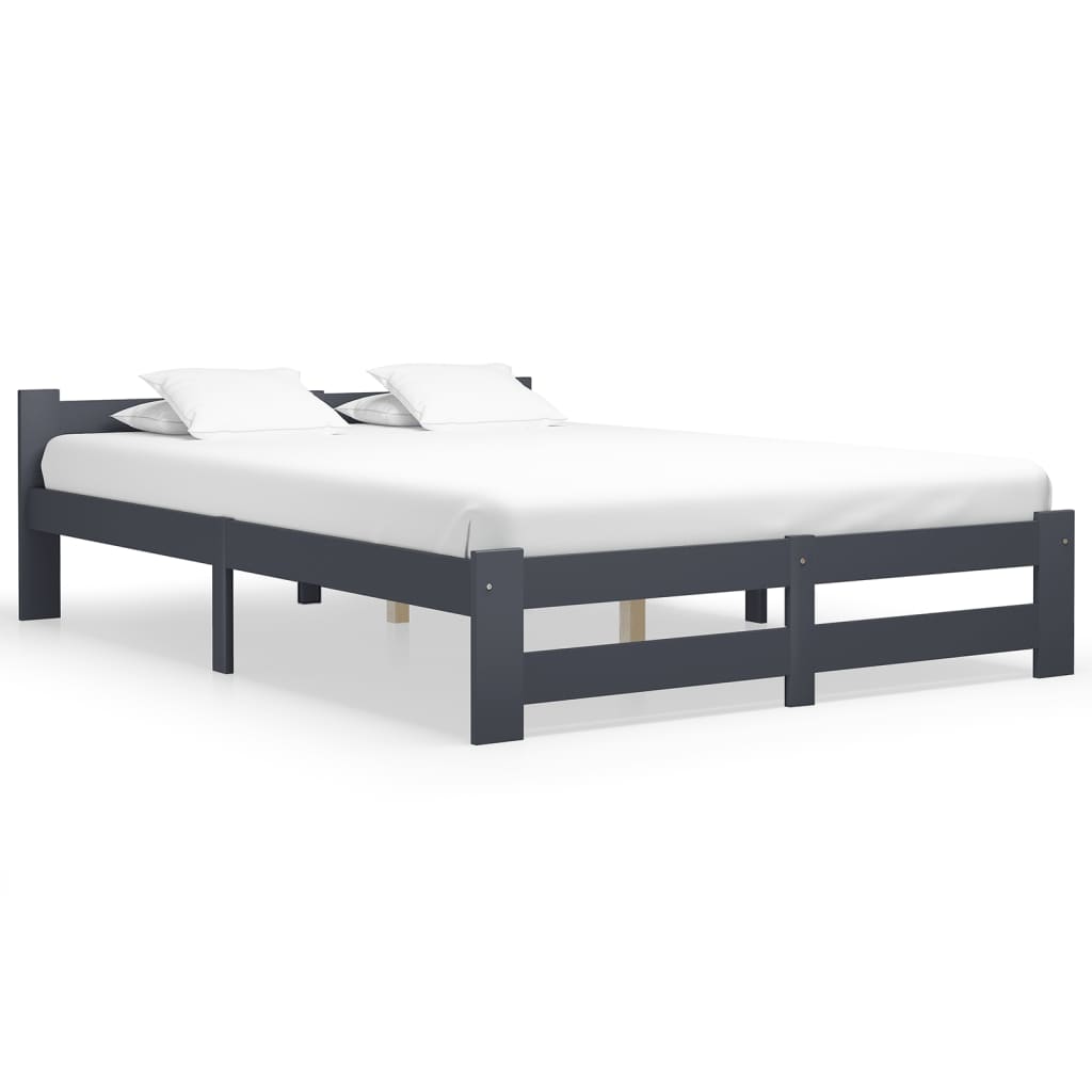 Bedframe massief grenenhout donkergrijs 160x200 cm is nu te koop bij PeponiXL, paradijselijk wonen!