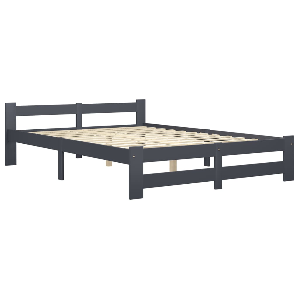 Bedframe massief grenenhout donkergrijs 160x200 cm is nu te koop bij PeponiXL, paradijselijk wonen!