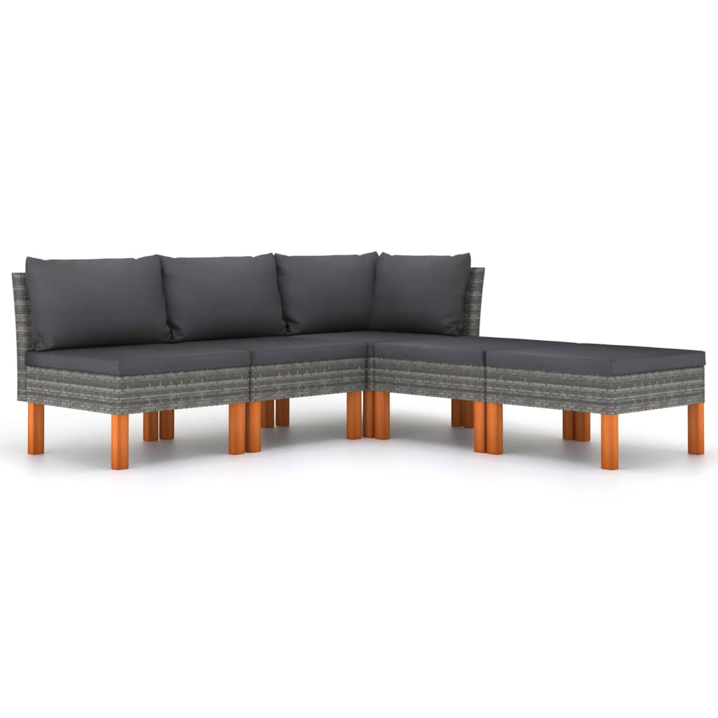 5-delige Loungeset met kussens poly rattan grijs is nu te koop bij PeponiXL, paradijselijk wonen!