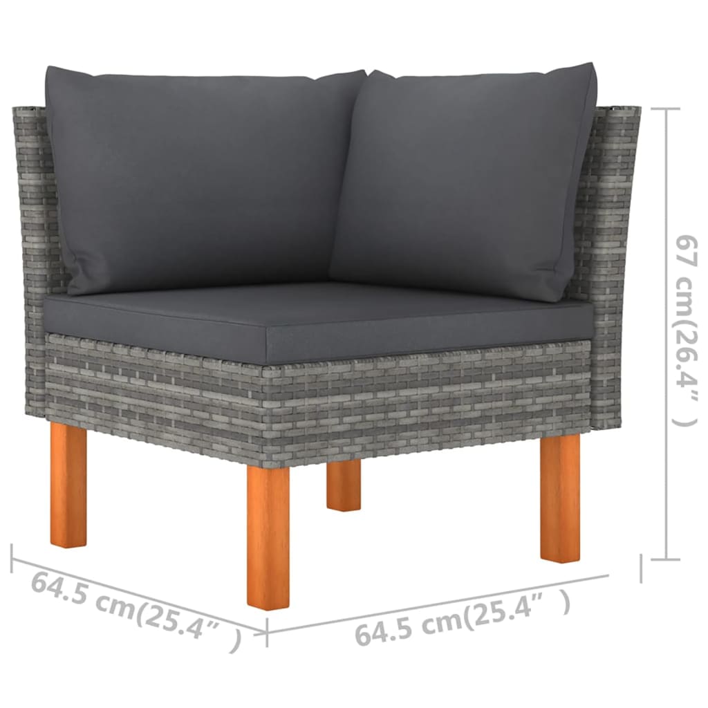 5-delige Loungeset met kussens poly rattan grijs is nu te koop bij PeponiXL, paradijselijk wonen!