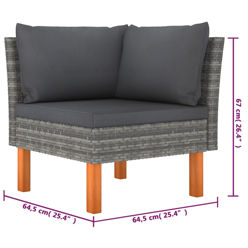 6-delige Loungeset met kussens poly rattan grijs is nu te koop bij PeponiXL, paradijselijk wonen!