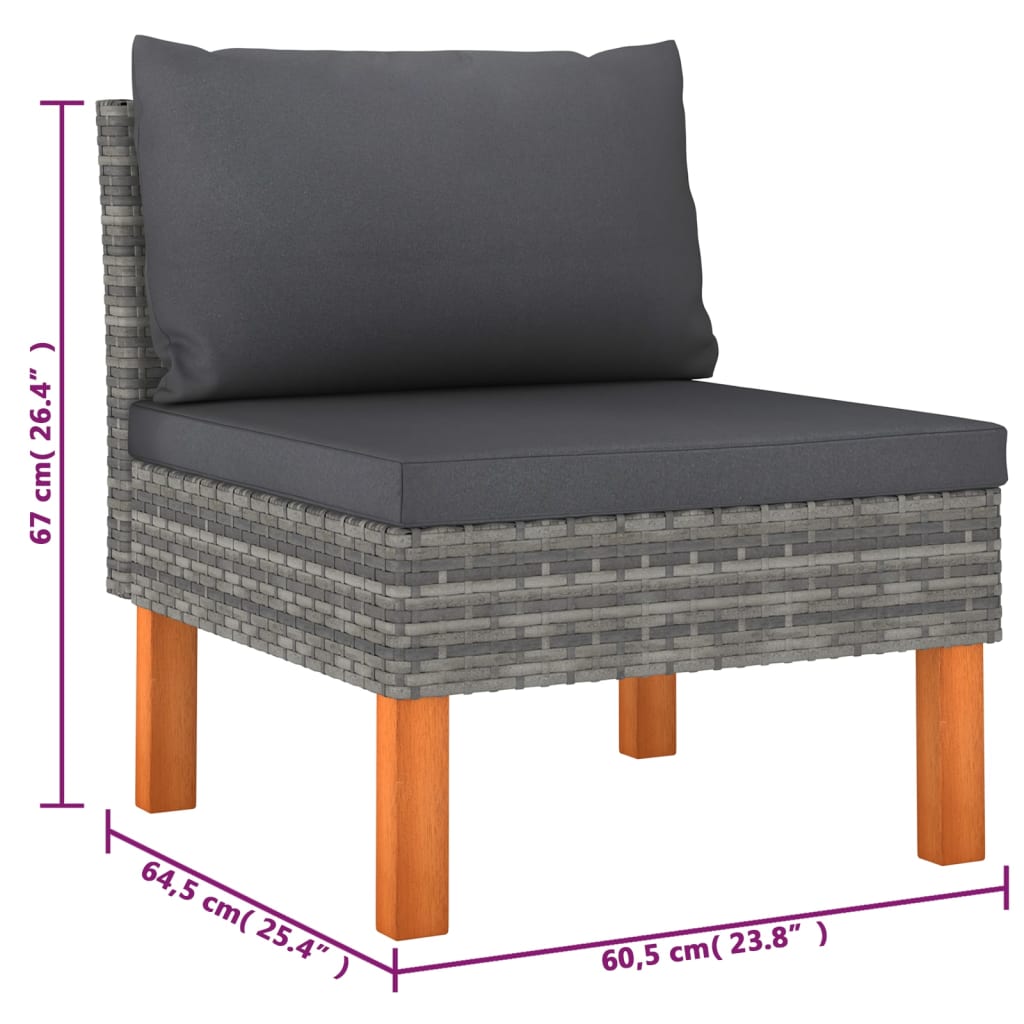 6-delige Loungeset met kussens poly rattan grijs is nu te koop bij PeponiXL, paradijselijk wonen!