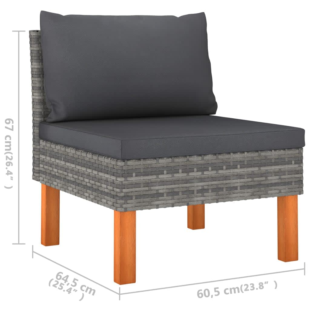 6-delige Loungeset met kussens poly rattan grijs is nu te koop bij PeponiXL, paradijselijk wonen!
