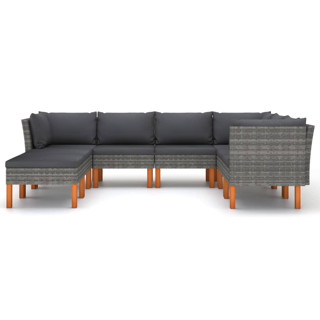 8-delige Loungeset met kussens poly rattan grijs is nu te koop bij PeponiXL, paradijselijk wonen!