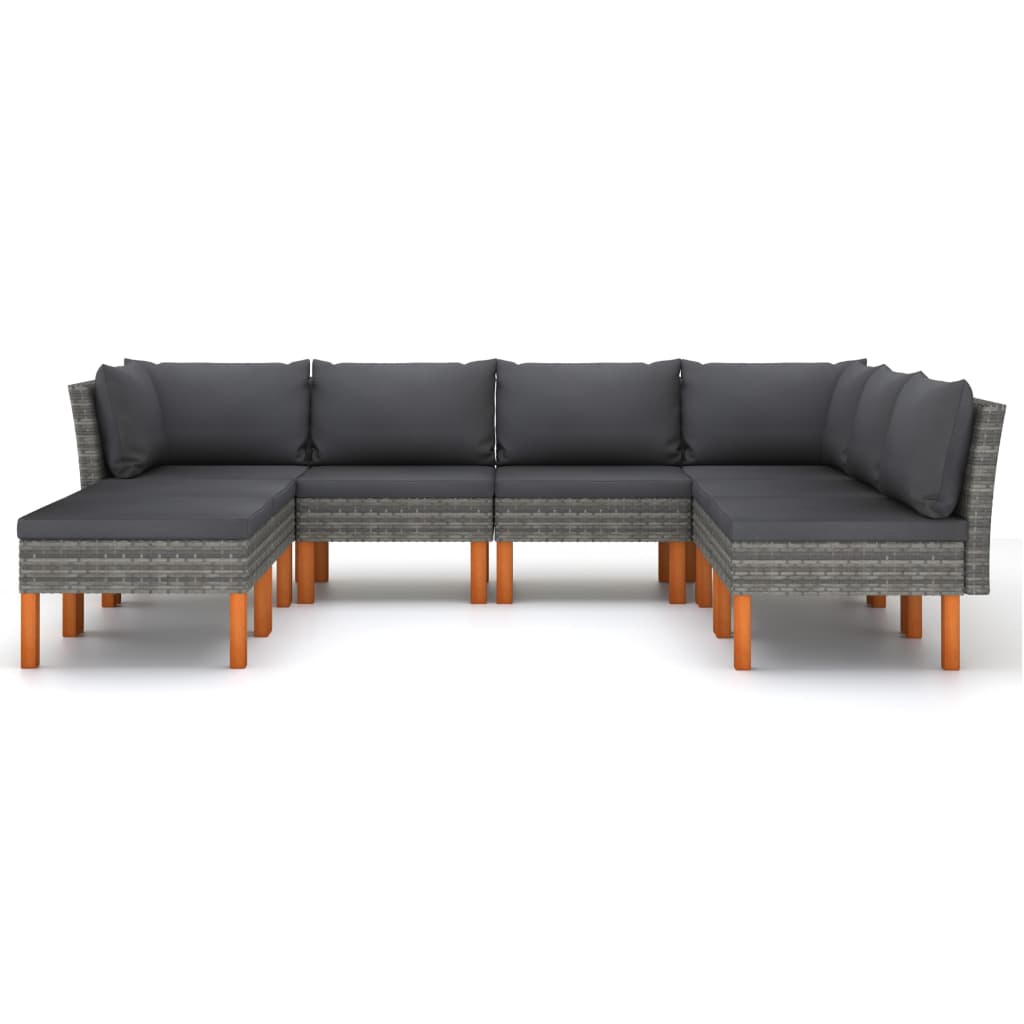 8-delige Loungeset met kussens poly rattan grijs is nu te koop bij PeponiXL, paradijselijk wonen!