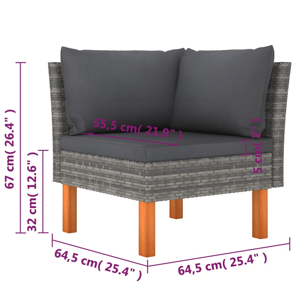 9-delige Loungeset met kussens poly rattan grijs is nu te koop bij PeponiXL, paradijselijk wonen!