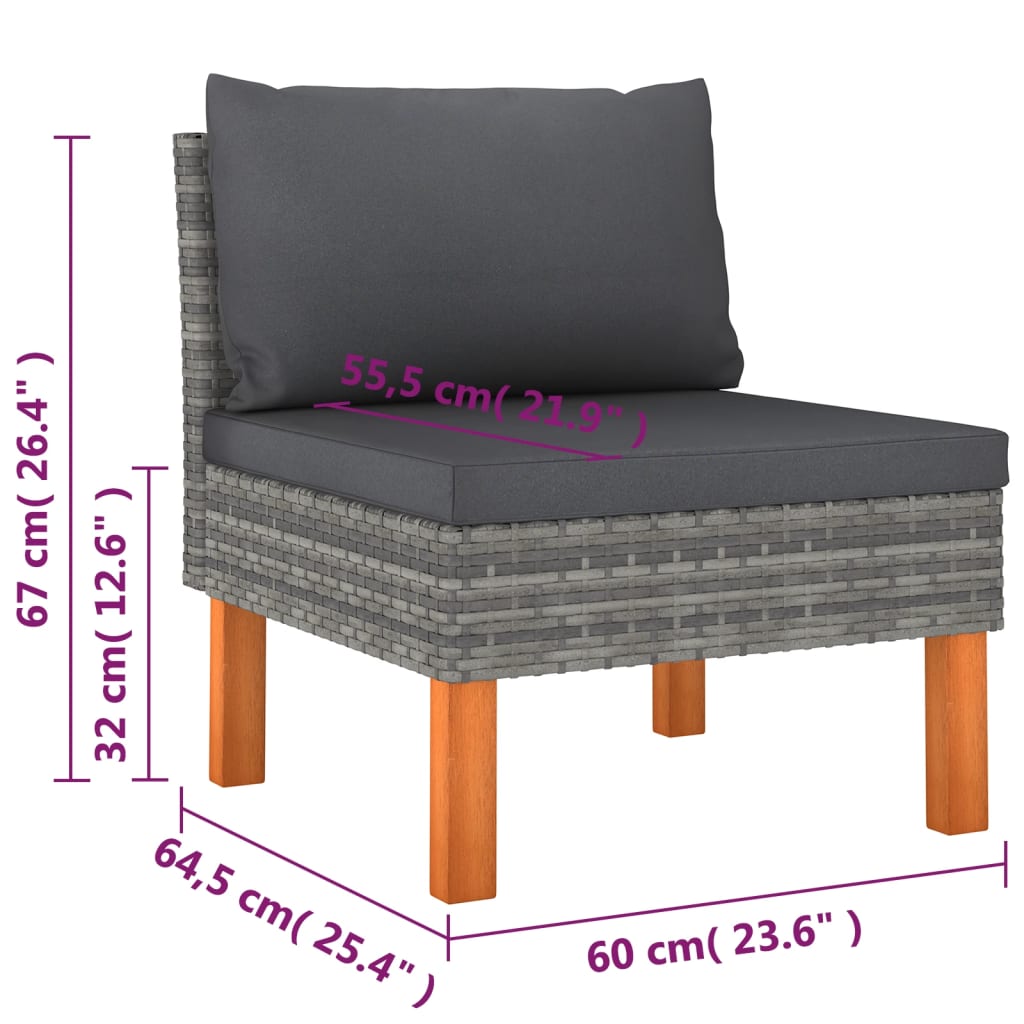 9-delige Loungeset met kussens poly rattan grijs is nu te koop bij PeponiXL, paradijselijk wonen!