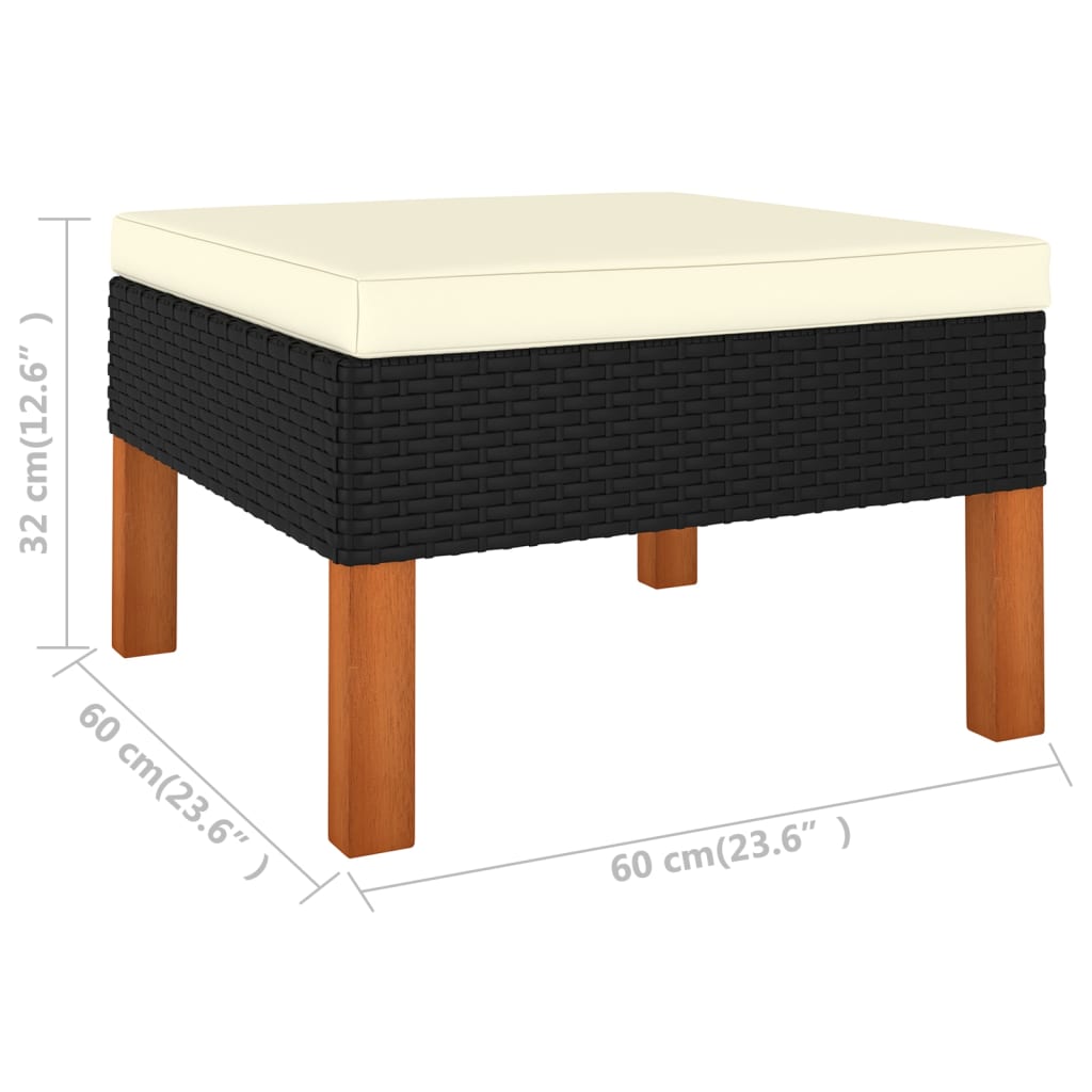 4-delige Loungeset met kussens poly rattan zwart is nu te koop bij PeponiXL, paradijselijk wonen!