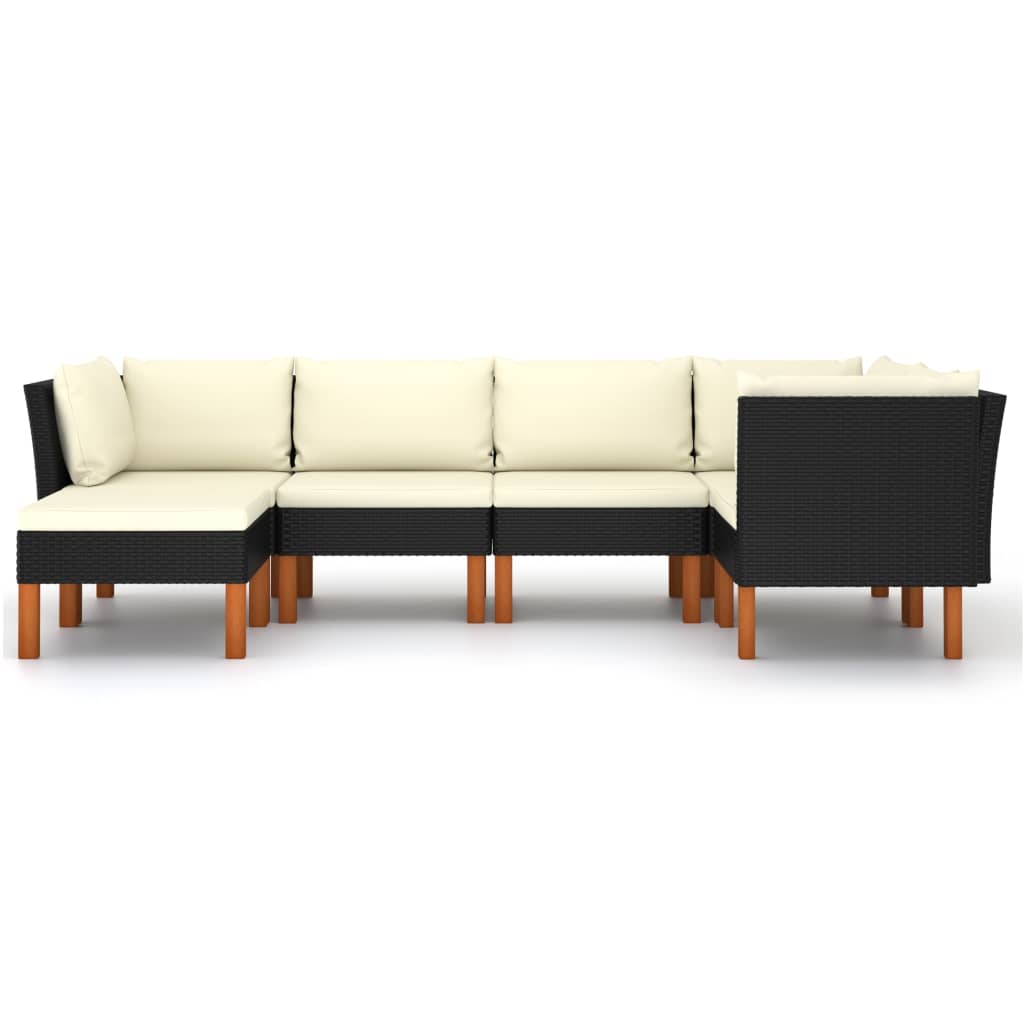 6-delige Loungeset met kussens poly rattan zwart is nu te koop bij PeponiXL, paradijselijk wonen!