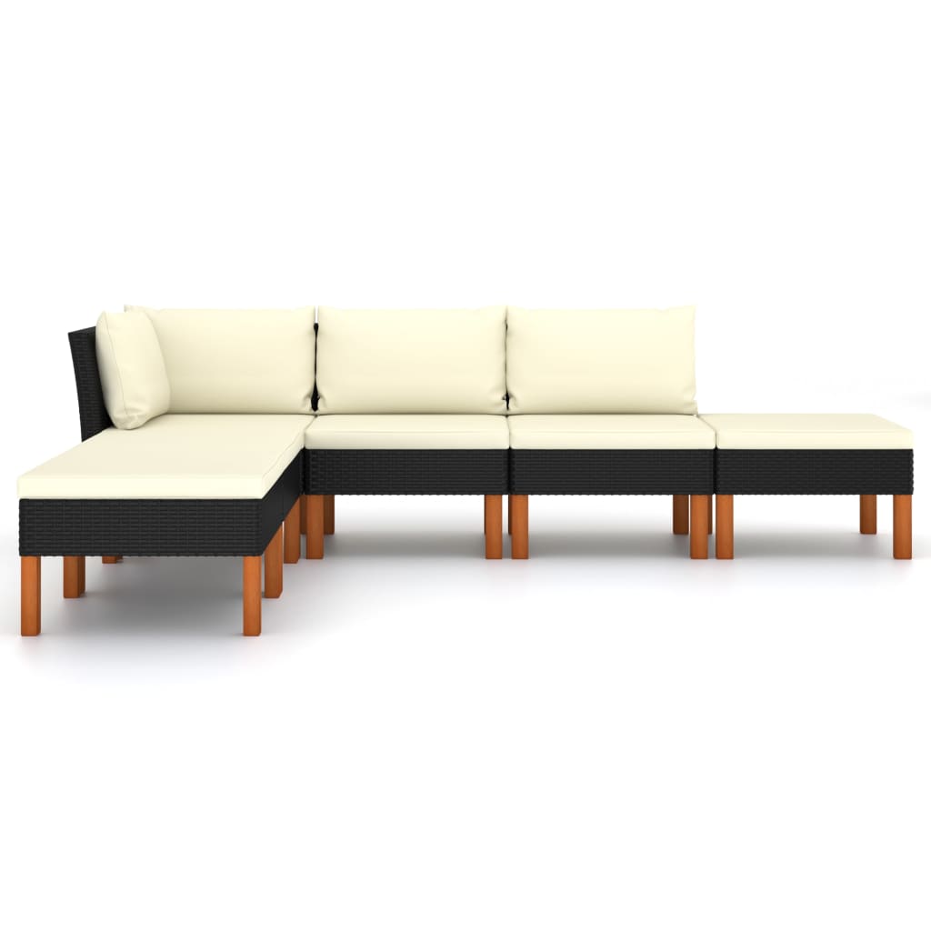 6-delige Loungeset met kussens poly rattan zwart is nu te koop bij PeponiXL, paradijselijk wonen!