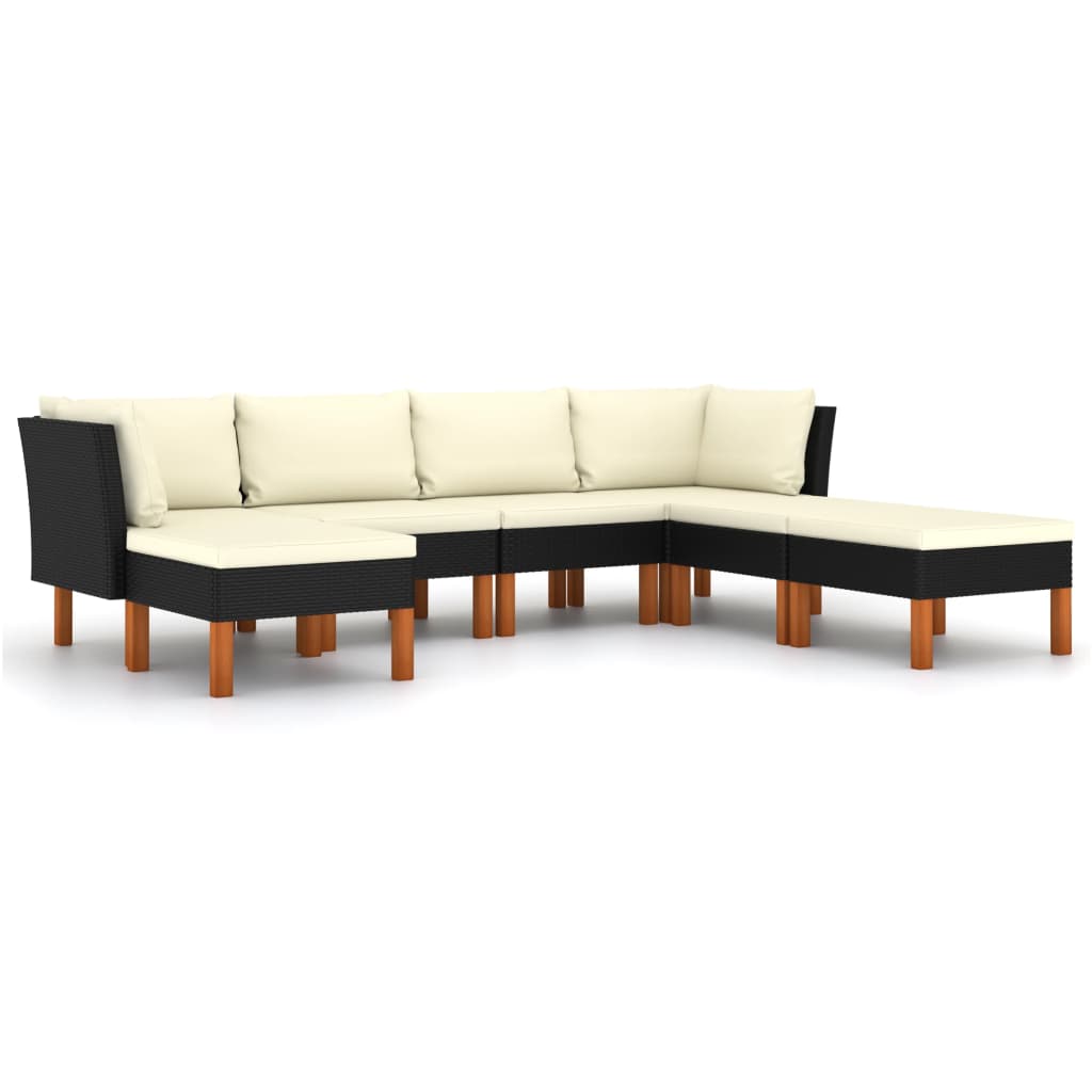 7-delige Loungeset met kussens poly rattan zwart is nu te koop bij PeponiXL, paradijselijk wonen!