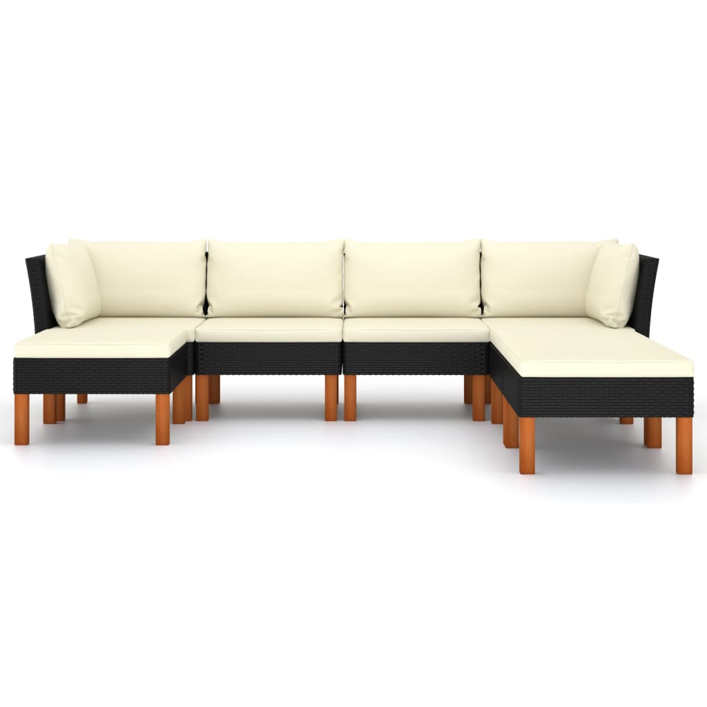 7-delige Loungeset met kussens poly rattan zwart is nu te koop bij PeponiXL, paradijselijk wonen!