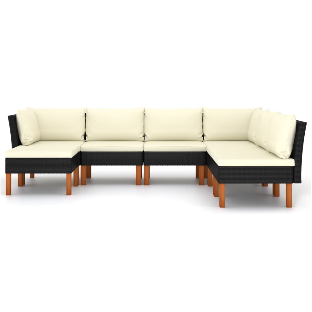 7-delige Loungeset met kussens poly rattan zwart is nu te koop bij PeponiXL, paradijselijk wonen!
