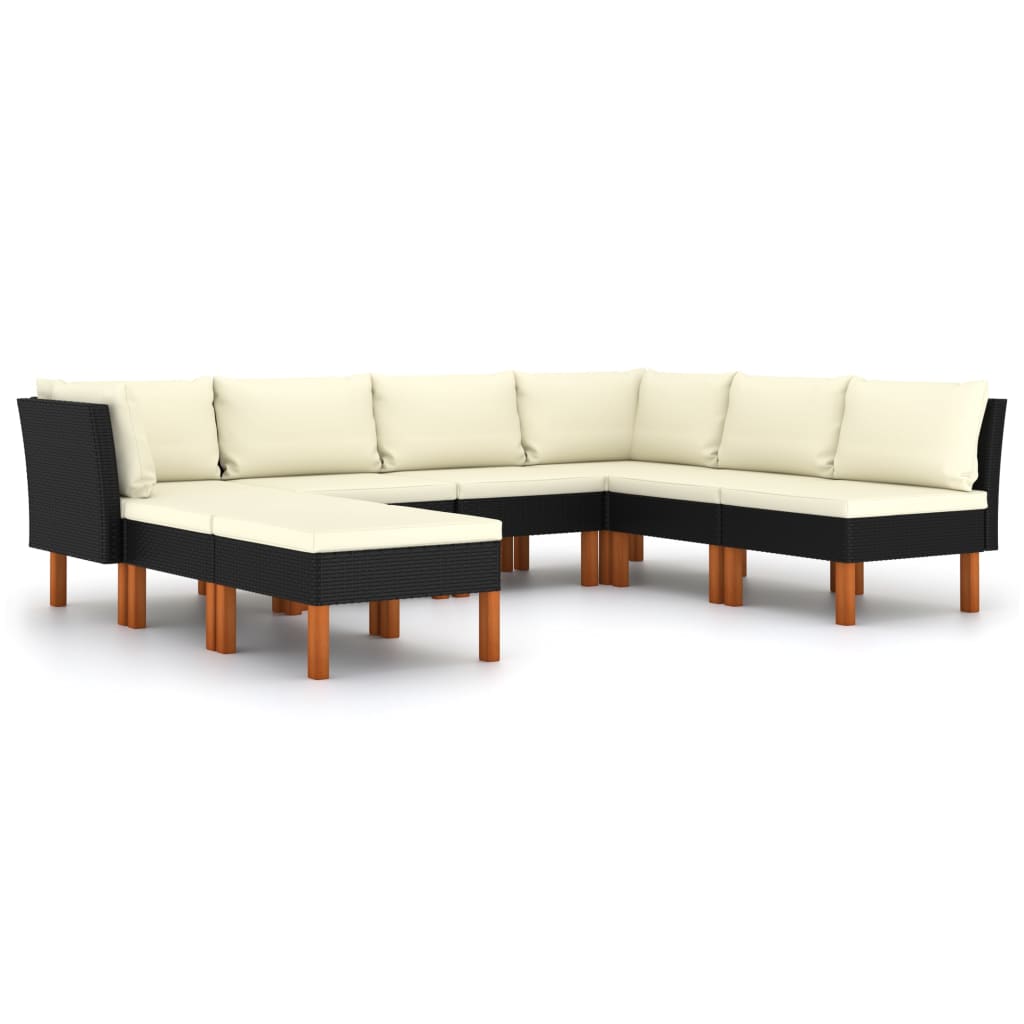 8-delige Loungeset met kussens poly rattan zwart is nu te koop bij PeponiXL, paradijselijk wonen!