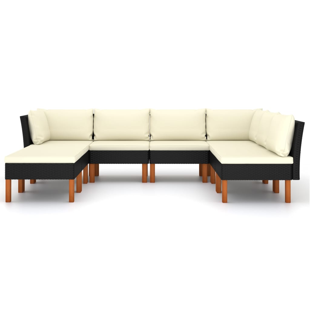 8-delige Loungeset met kussens poly rattan zwart is nu te koop bij PeponiXL, paradijselijk wonen!