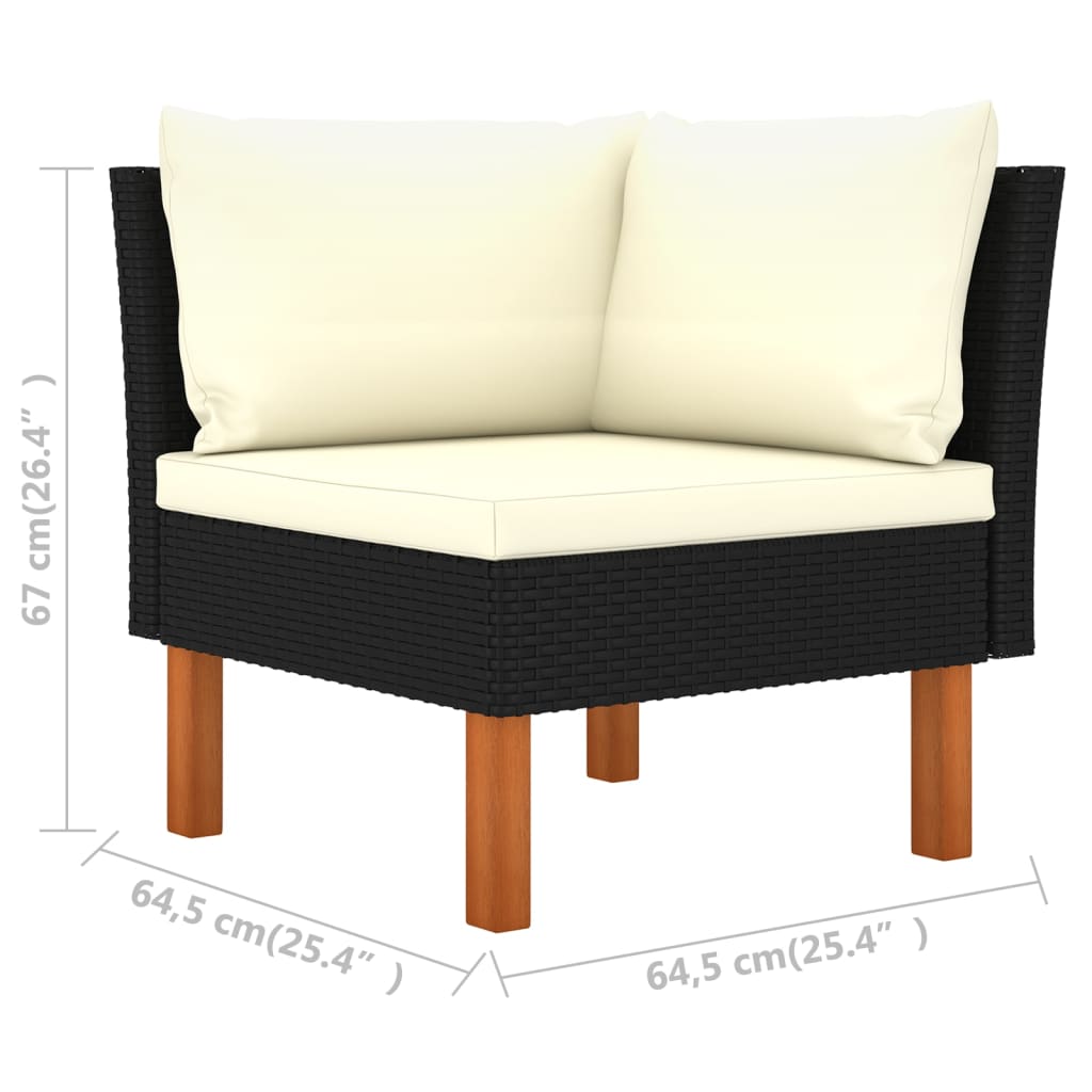 9-delige Loungeset met kussens poly rattan zwart is nu te koop bij PeponiXL, paradijselijk wonen!
