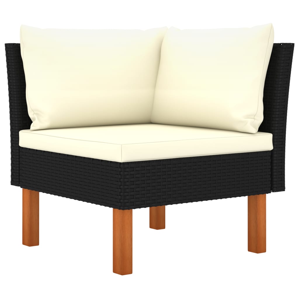 4-delige Loungeset met kussens poly rattan zwart is nu te koop bij PeponiXL, paradijselijk wonen!