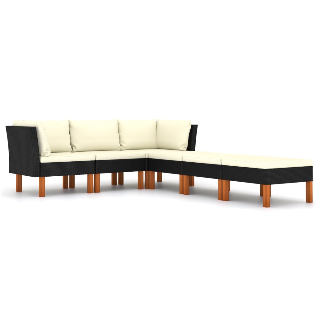 6-delige Loungeset met kussens poly rattan zwart is nu te koop bij PeponiXL, paradijselijk wonen!