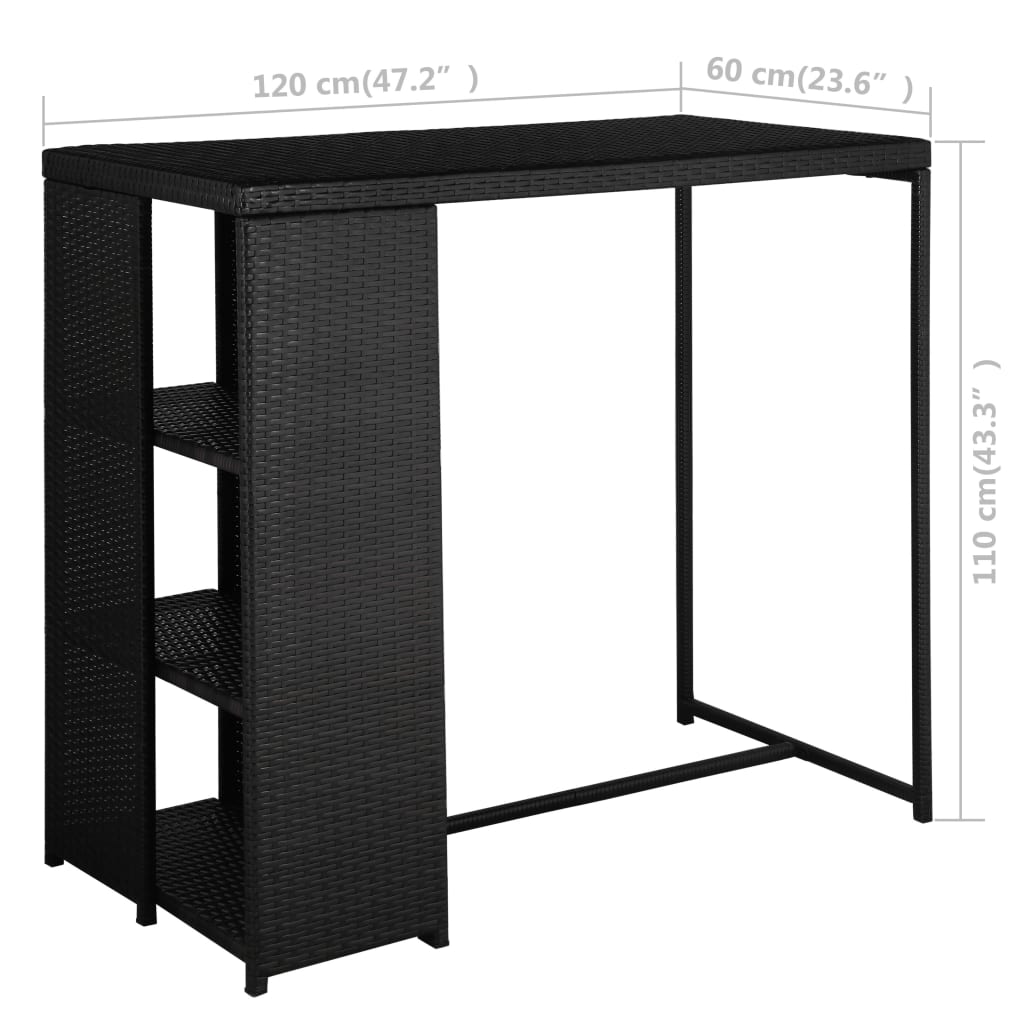 5-delige Tuinbarset met kussens poly rattan zwart is nu te koop bij PeponiXL, paradijselijk wonen!
